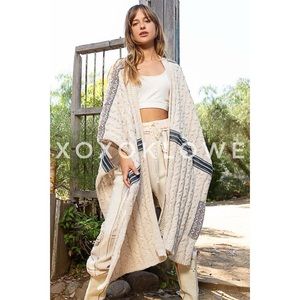 POL Oatmeal Beige Open Front Sleeveless Chenille Cardigan Wrap